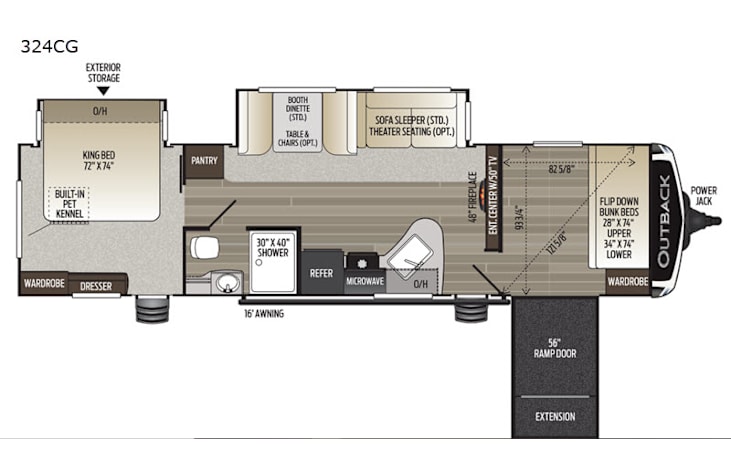 Representative floor plan provided by a trusted RVshare partner.