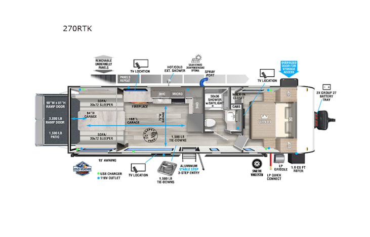 Representative floor plan provided by a trusted RVshare partner.