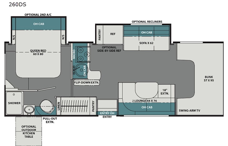 Representative floor plan provided by a trusted RVshare partner.