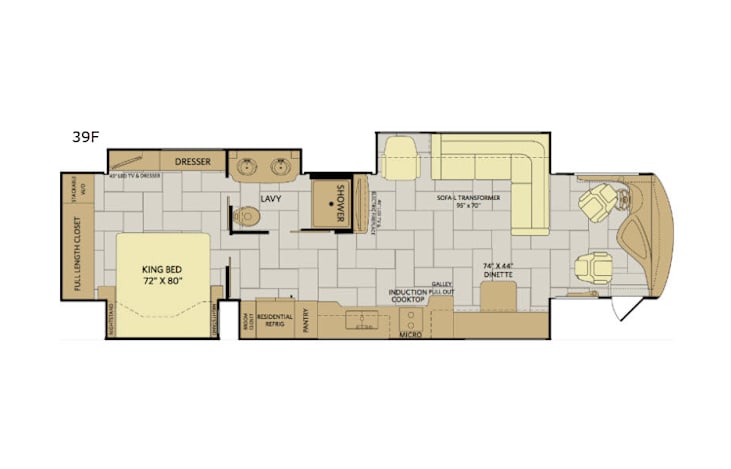Representative floor plan provided by a trusted RVshare partner.