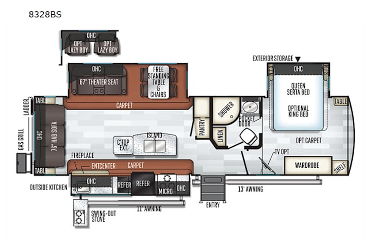 Representative floor plan provided by a trusted RVshare partner.
