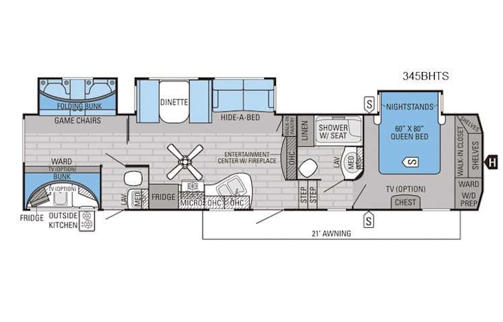 Representative floor plan provided by a trusted RVshare partner.