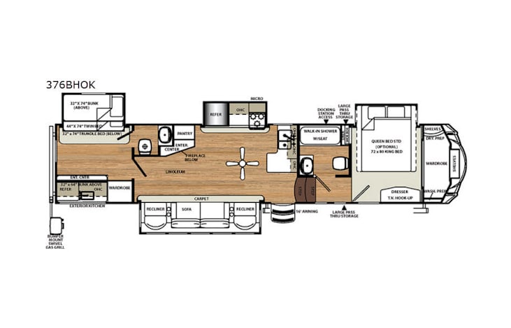 Representative floor plan provided by a trusted RVshare partner.