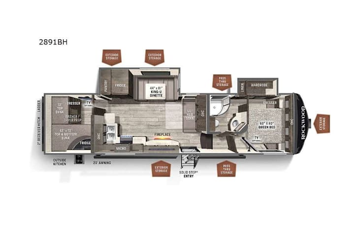 Representative floor plan provided by a trusted RVshare partner.