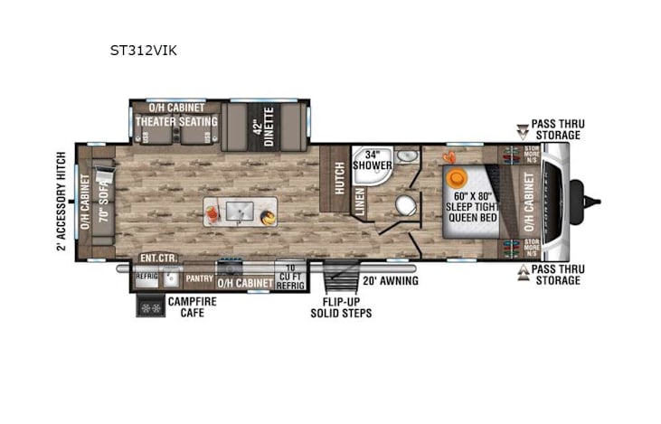 Representative floor plan provided by a trusted RVshare partner.
