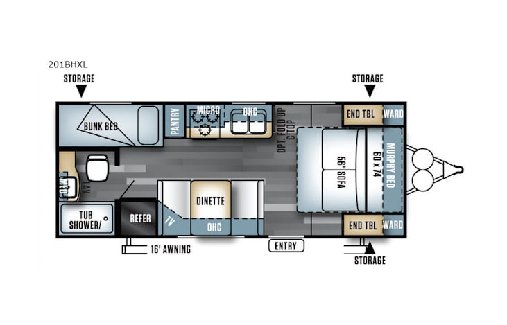 Representative floor plan provided by a trusted RVshare partner.