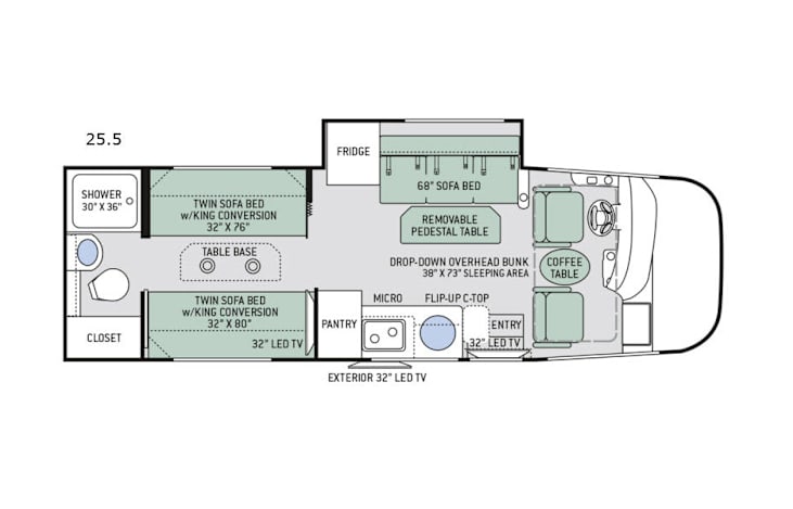 Representative floor plan provided by a trusted RVshare partner.