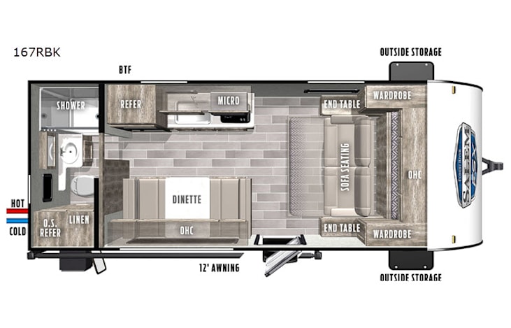 Representative floor plan provided by a trusted RVshare partner.