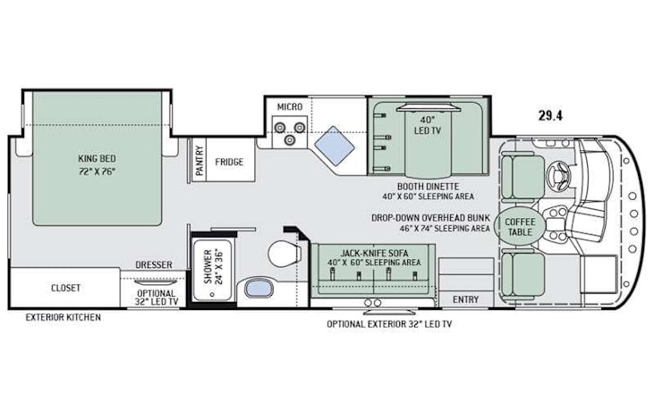 Representative floor plan provided by a trusted RVshare partner.