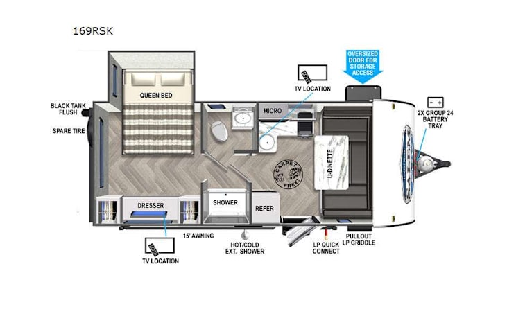 Representative floor plan provided by a trusted RVshare partner.