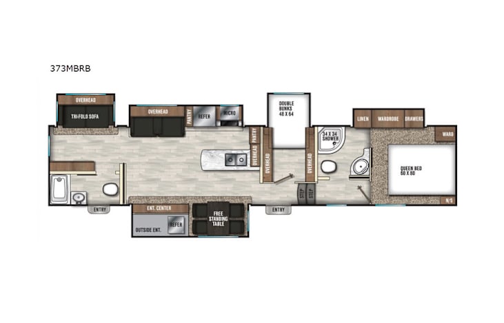 Representative floor plan provided by a trusted RVshare partner.