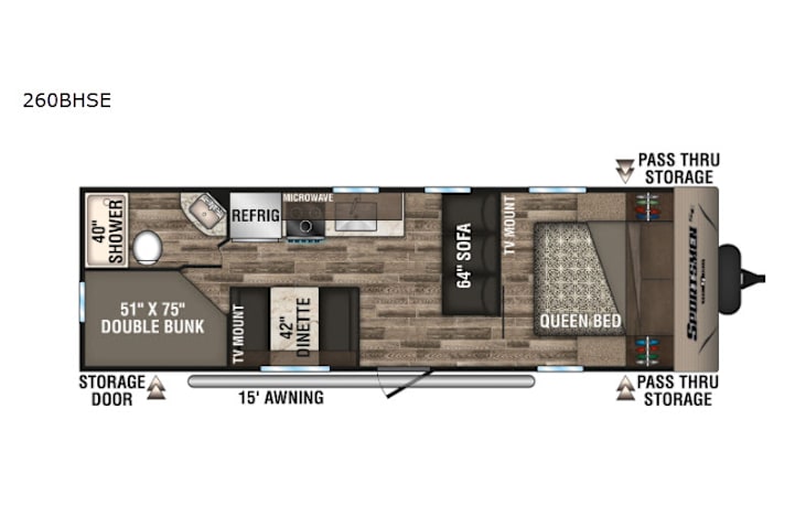 Representative floor plan provided by a trusted RVshare partner.