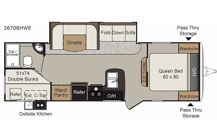 Representative floor plan provided by a trusted RVshare partner.