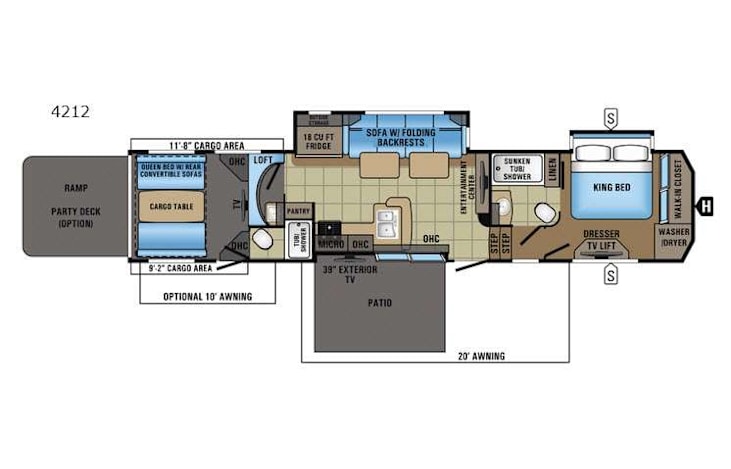 Representative floor plan provided by a trusted RVshare partner.