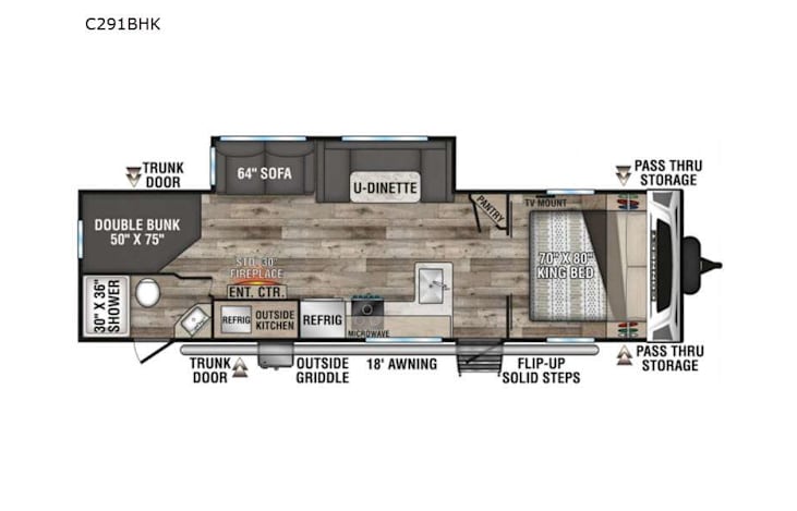 Representative floor plan provided by a trusted RVshare partner.