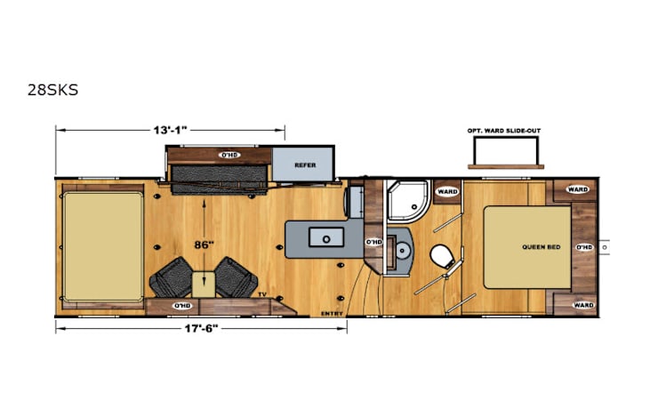 Representative floor plan provided by a trusted RVshare partner.