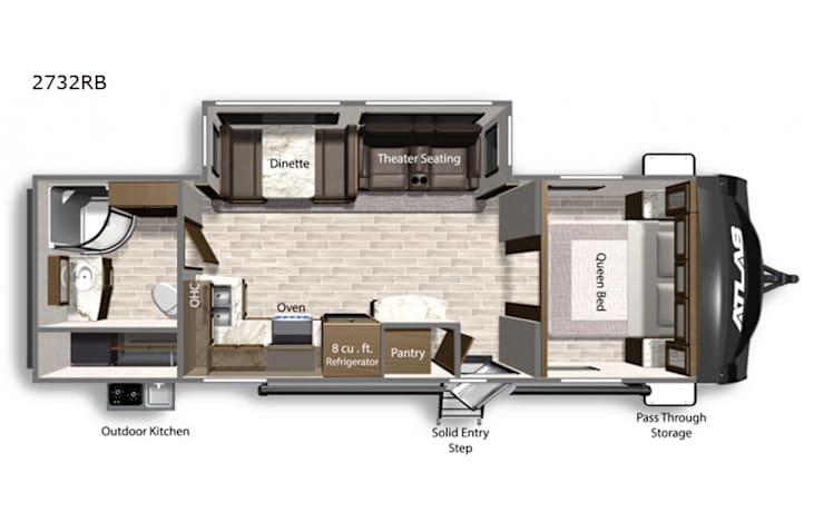 Representative floor plan provided by a trusted RVshare partner.