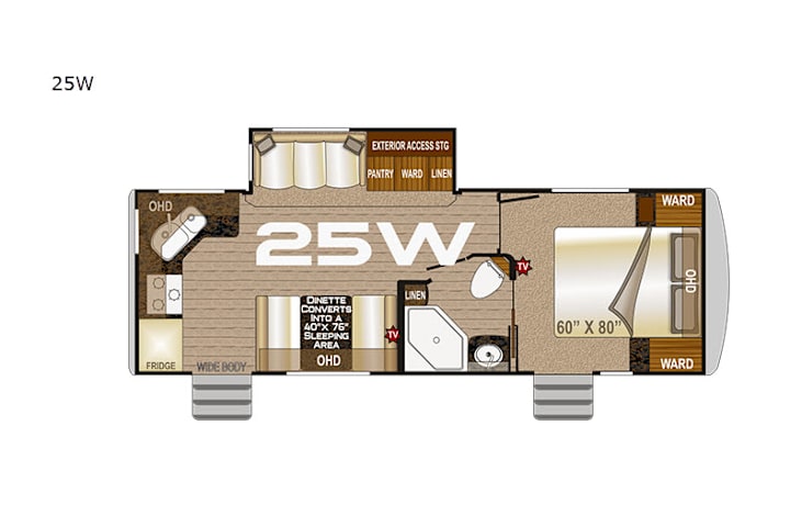 Representative floor plan provided by a trusted RVshare partner.