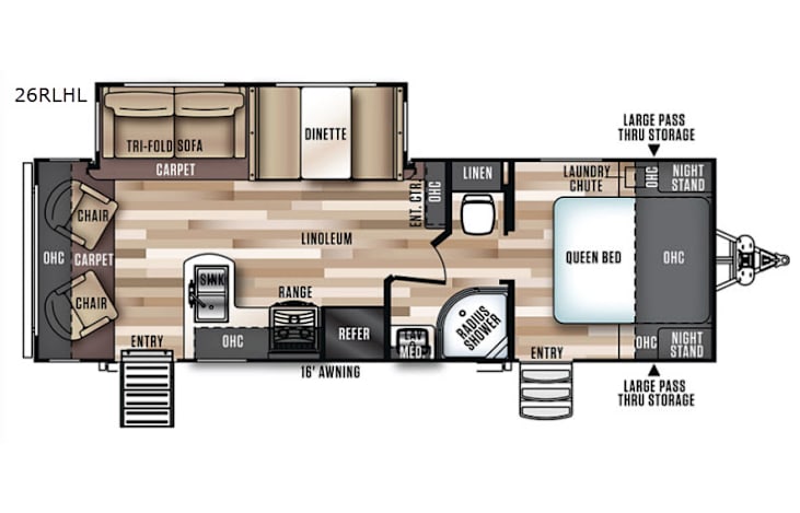 Representative floor plan provided by a trusted RVshare partner.