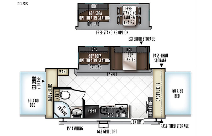 Representative floor plan provided by a trusted RVshare partner.