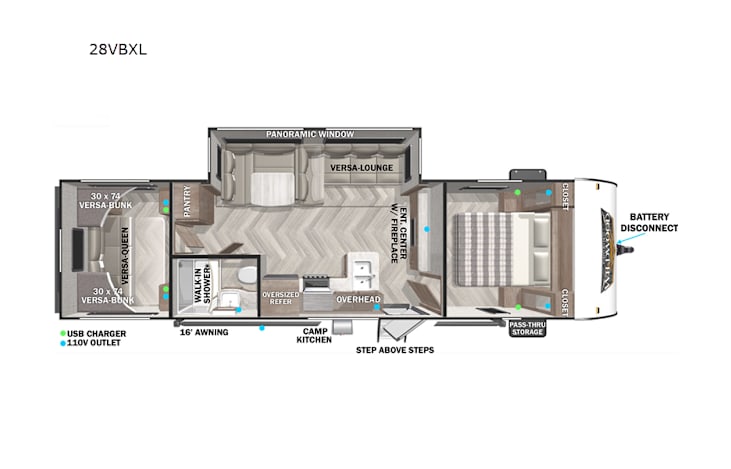 Representative floor plan provided by a trusted RVshare partner.