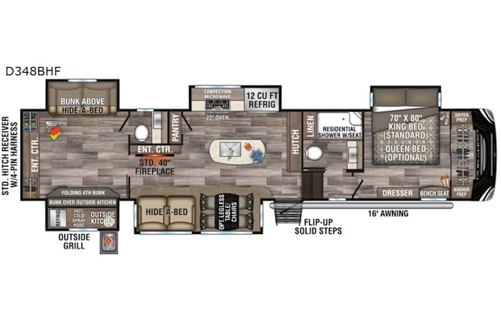 Representative floor plan provided by a trusted RVshare partner.