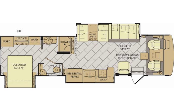 Representative floor plan provided by a trusted RVshare partner.