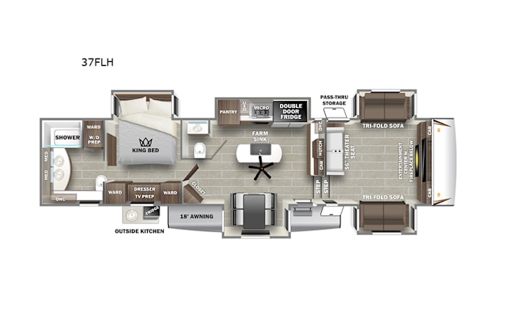 Representative floor plan provided by a trusted RVshare partner.