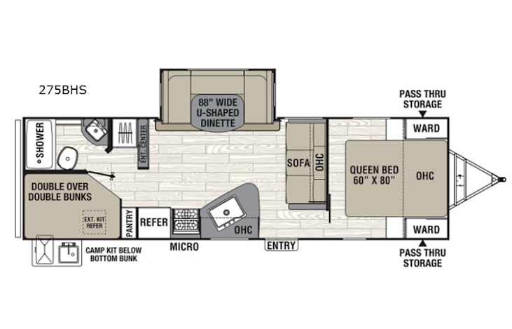 Representative floor plan provided by a trusted RVshare partner.
