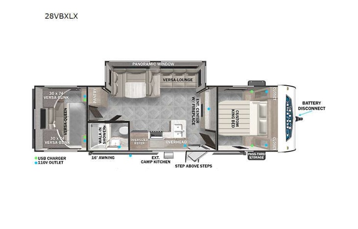 Representative floor plan provided by a trusted RVshare partner.