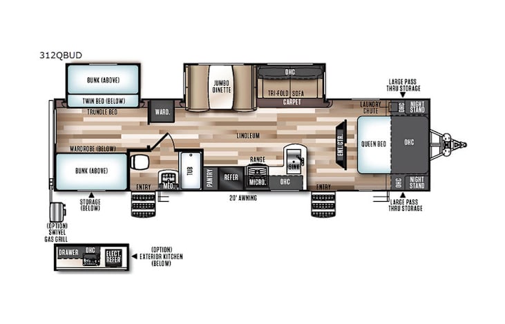 Representative floor plan provided by a trusted RVshare partner.