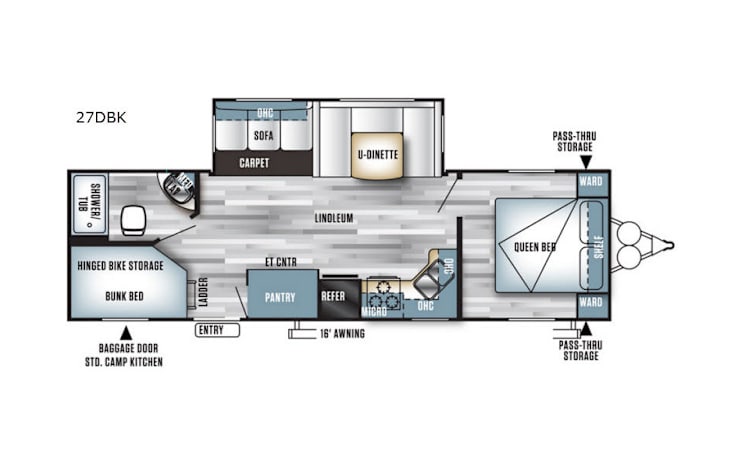Representative floor plan provided by a trusted RVshare partner.