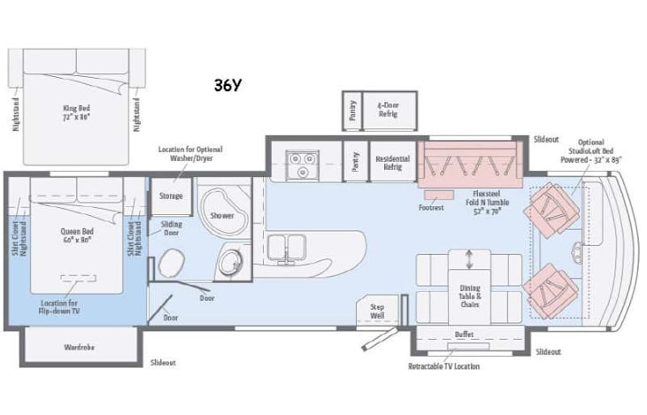 Representative floor plan provided by a trusted RVshare partner.
