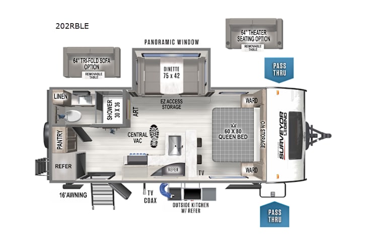 Representative floor plan provided by a trusted RVshare partner.