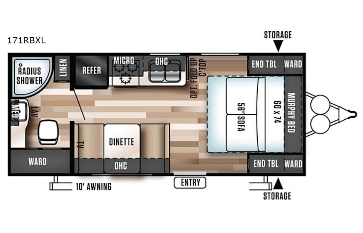 Representative floor plan provided by a trusted RVshare partner.