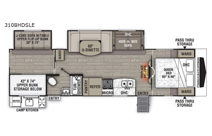 Representative floor plan provided by a trusted RVshare partner.