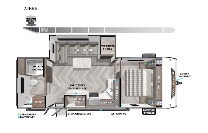 Representative floor plan provided by a trusted RVshare partner.