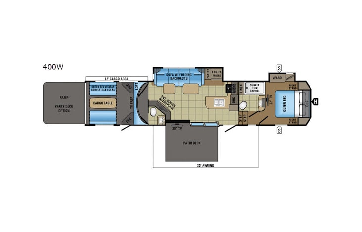 Representative floor plan provided by a trusted RVshare partner.