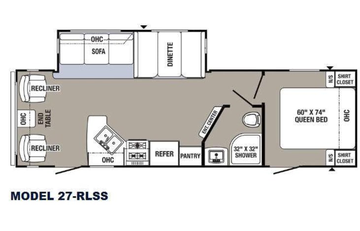 Representative floor plan provided by a trusted RVshare partner.