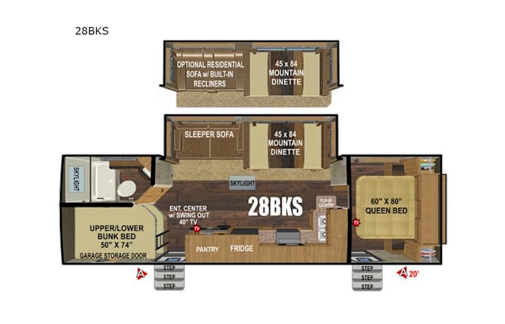 Representative floor plan provided by a trusted RVshare partner.