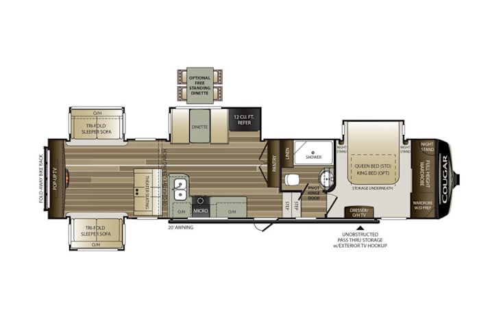Representative floor plan provided by a trusted RVshare partner.