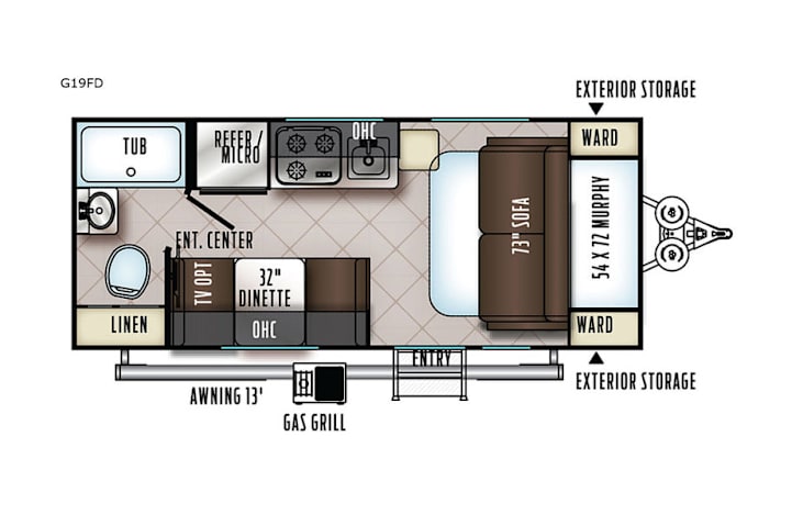 Representative floor plan provided by a trusted RVshare partner.