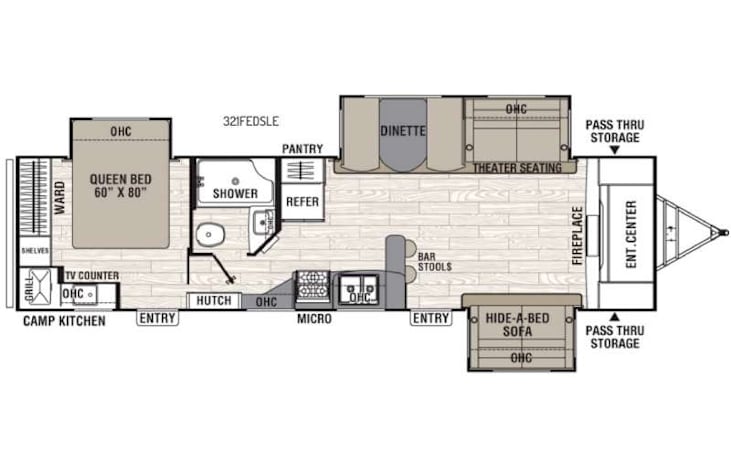 Representative floor plan provided by a trusted RVshare partner.