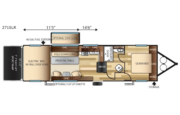 Representative floor plan provided by a trusted RVshare partner.