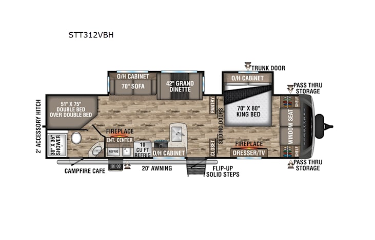 Representative floor plan provided by a trusted RVshare partner.