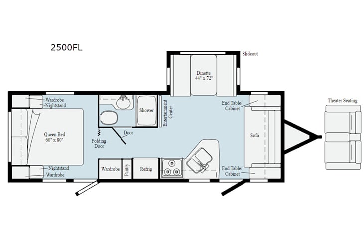 Representative floor plan provided by a trusted RVshare partner.