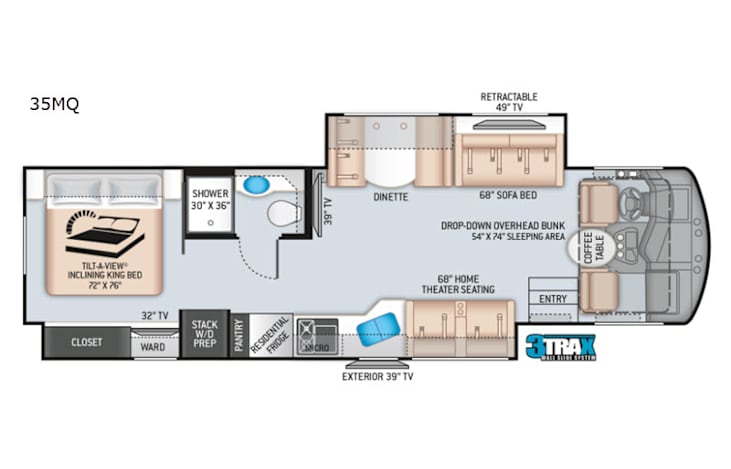 Representative floor plan provided by a trusted RVshare partner.