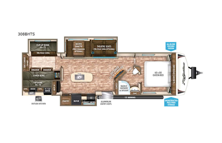 Representative floor plan provided by a trusted RVshare partner.