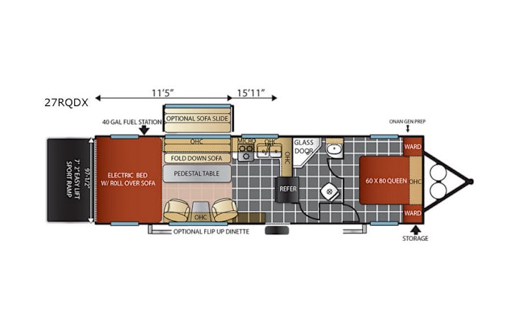 Representative floor plan provided by a trusted RVshare partner.