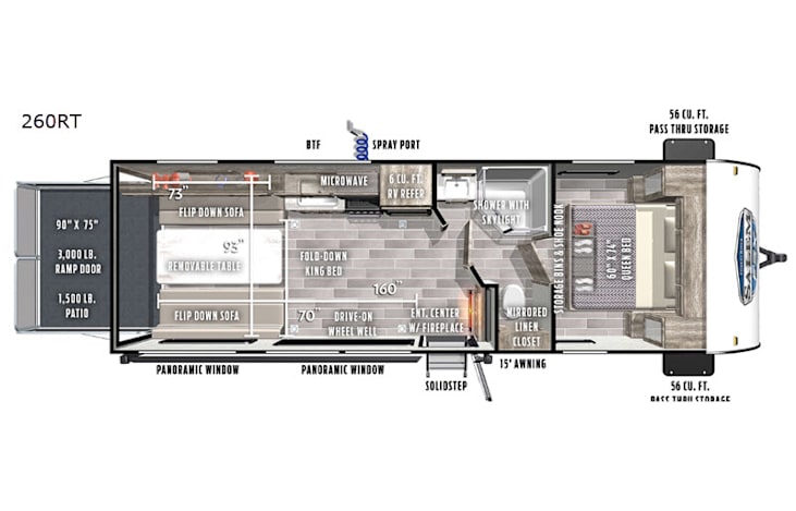 Representative floor plan provided by a trusted RVshare partner.